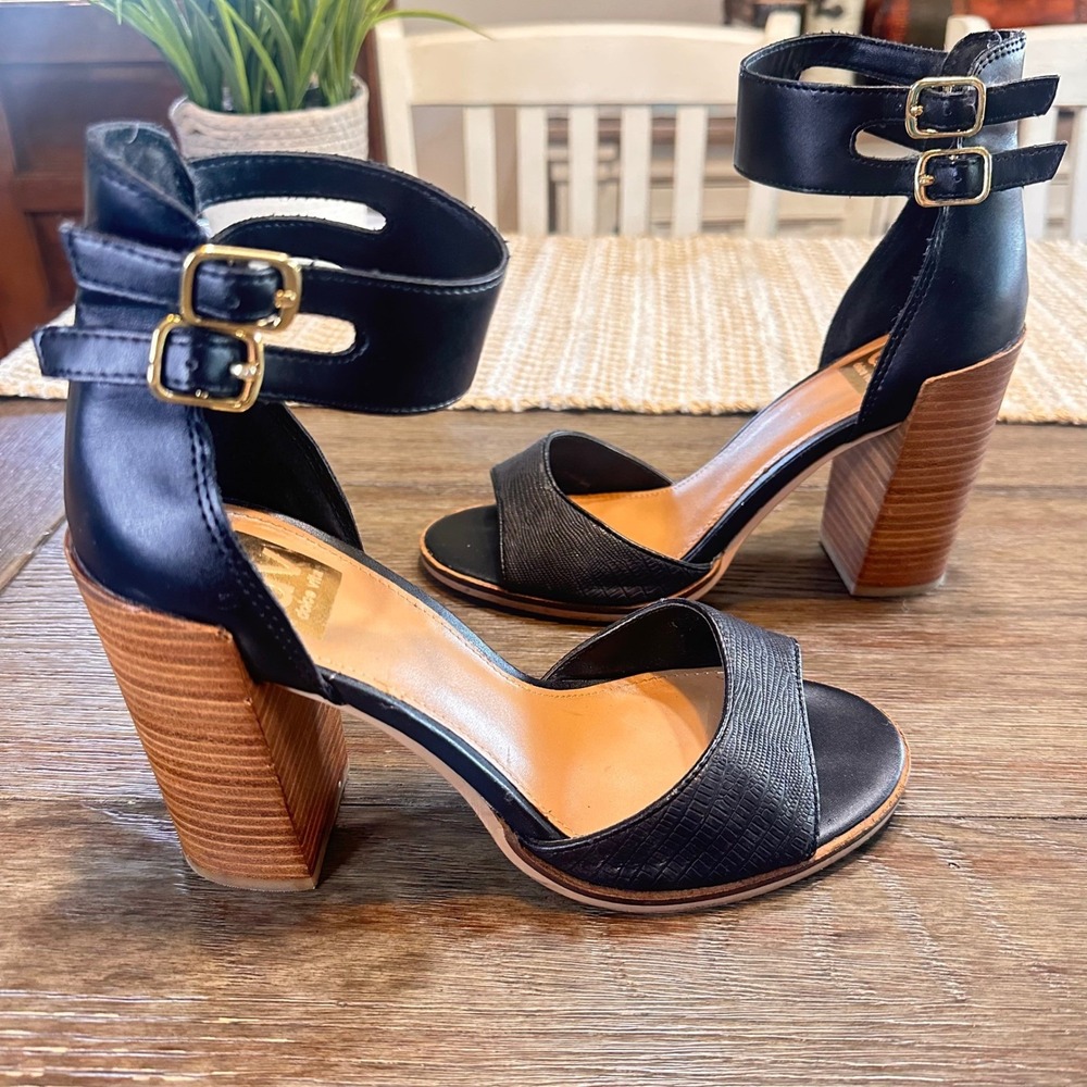 DV Dolce Vita Black Ankle Strap High Heeled Sandals Women's Size 8.5